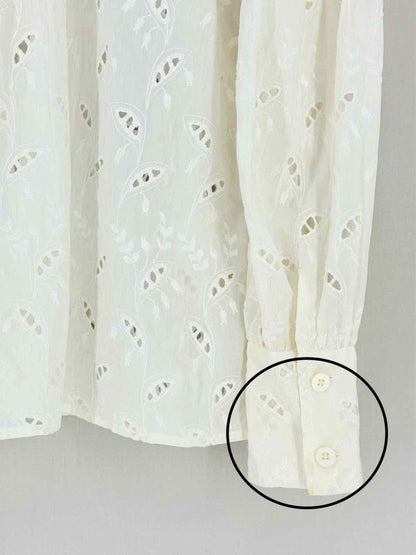 Pre - loved SIR. White Eyelet Size Small Shirt at Reems Closet