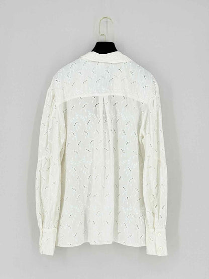 Pre - loved SIR. White Eyelet Size Small Shirt at Reems Closet