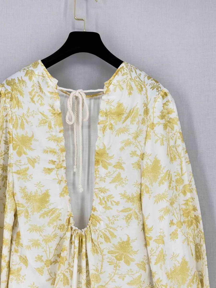 Pre - loved SIR. Yellow & White Printed Size US 4 Midi Dress at Reems Closet