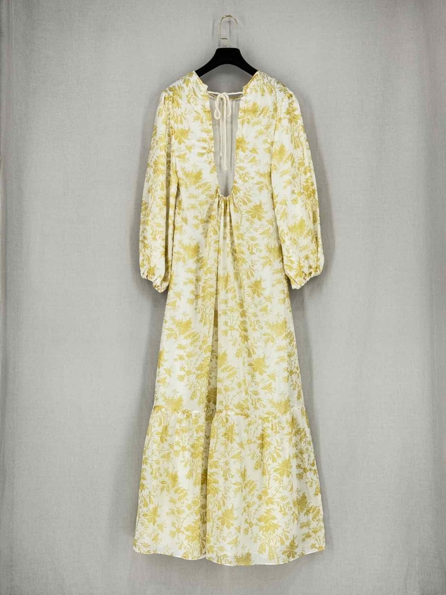 Pre - loved SIR. Yellow & White Printed Size US 4 Midi Dress at Reems Closet