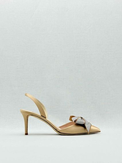 Pre - loved SJP Emmanuel Gold Size EU 39 Slingbacks at Reems Closet