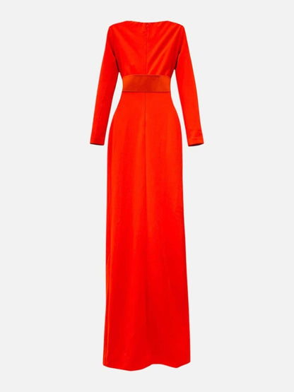 Pre - loved SOLACE Belted Orange Evening Dress US4 at Reems Closet