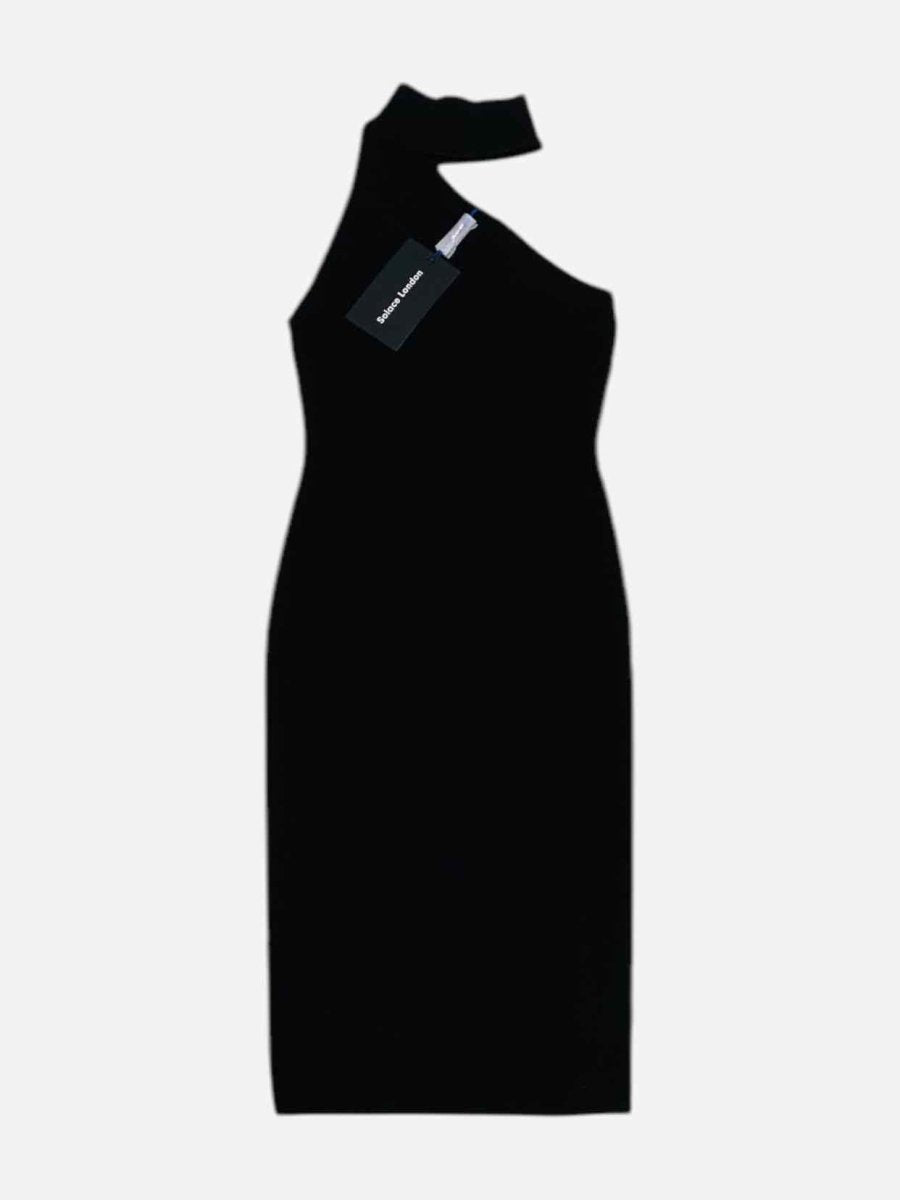 Pre - loved SOLACE LONDON Halterneck Black Evening Dress at Reems Closet