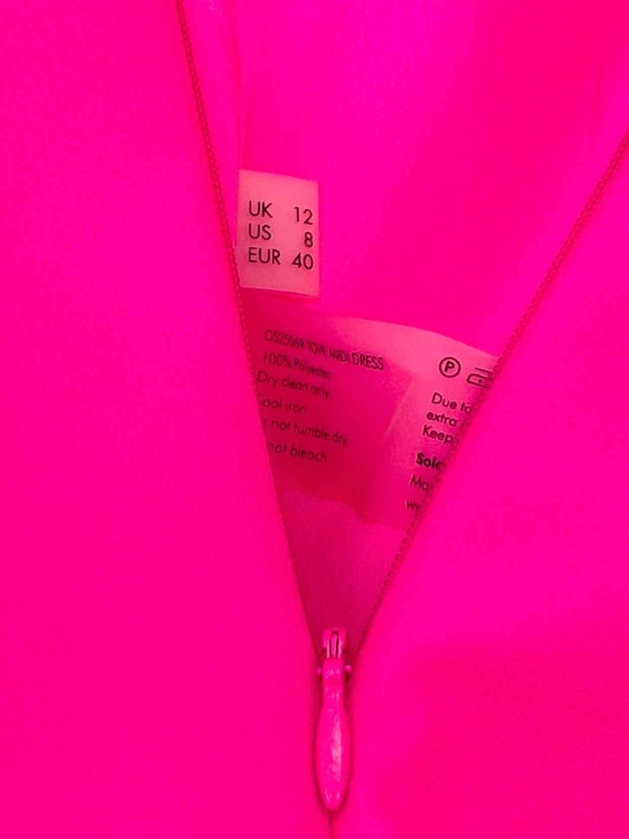 Pre - loved SOLACE LONDON Neon Pink Size US 8 Midi Dress at Reems Closet