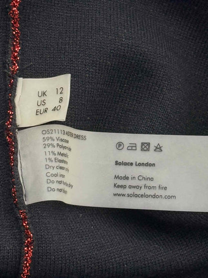 Pre - loved SOLACE Metallic Red Size US 8 Midi Dress at Reems Closet