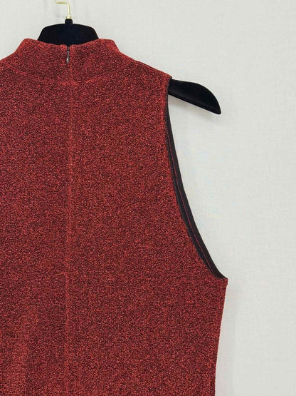 Pre - loved SOLACE Metallic Red Size US 8 Midi Dress at Reems Closet