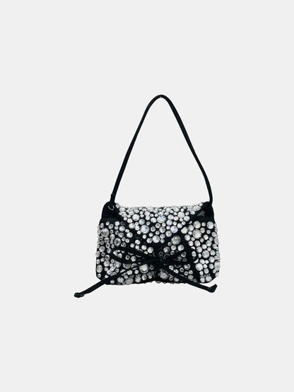 Pre - loved SONIA RYKIEL Crystal Embellished Black Shoulder Bag at Reems Closet