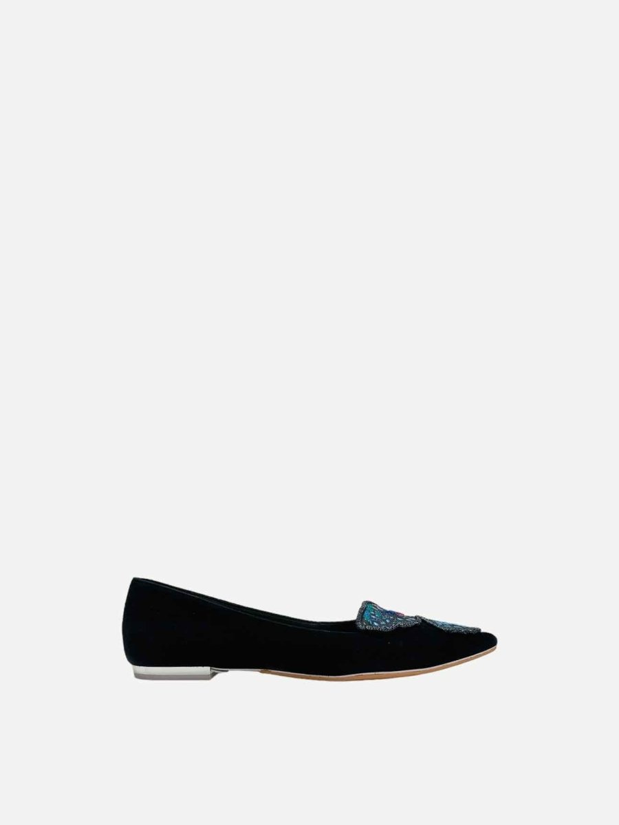 Pre - loved SOPHIA WEBSTER Black Multicolor Ballet Flats 37 at Reems Closet