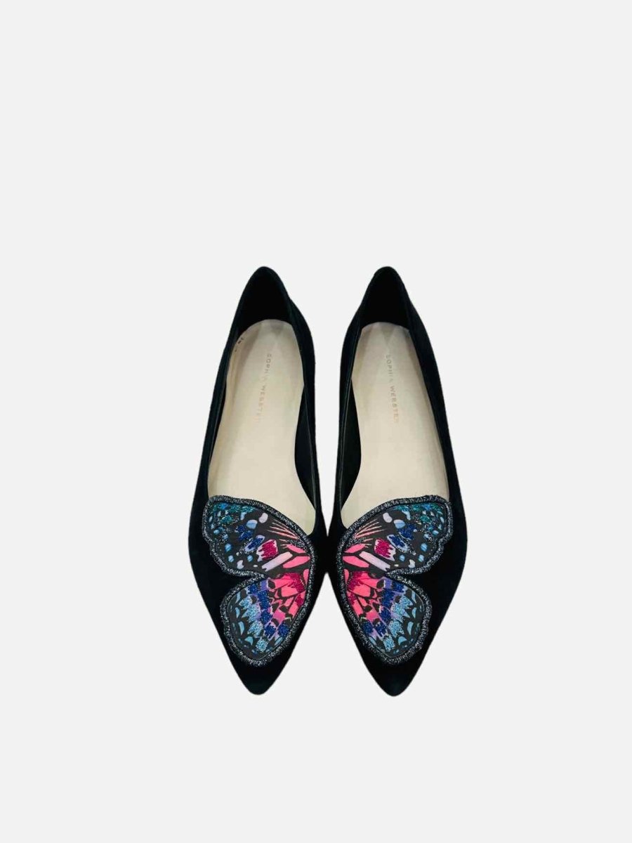 Pre - loved SOPHIA WEBSTER Black Multicolor Ballet Flats 37 at Reems Closet