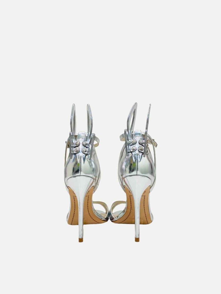 Pre - loved SOPHIA WEBSTER Butterfly Silver Heeled Sandals at Reems Closet