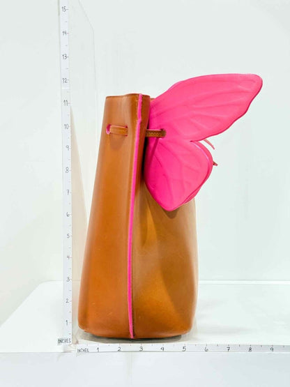 Pre - loved SOPHIA WEBSTER Remi Butterfly Orange & Pink Bucket Bag at Reems Closet