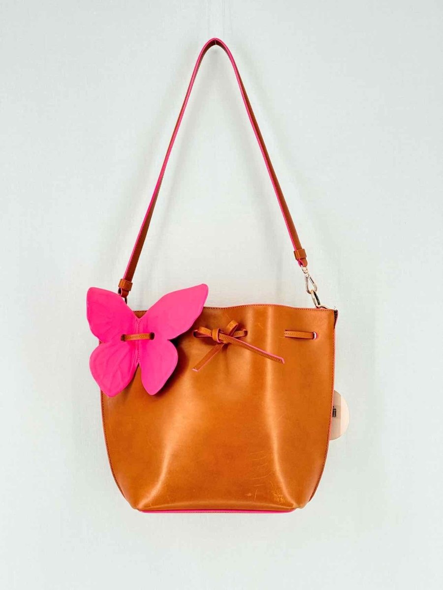 Pre - loved SOPHIA WEBSTER Remi Butterfly Orange & Pink Bucket Bag at Reems Closet