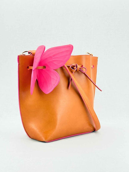 Pre - loved SOPHIA WEBSTER Remi Butterfly Orange & Pink Bucket Bag at Reems Closet