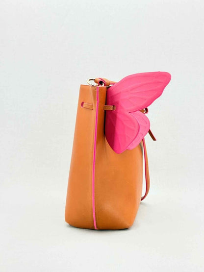 Pre - loved SOPHIA WEBSTER Remi Butterfly Orange & Pink Bucket Bag at Reems Closet