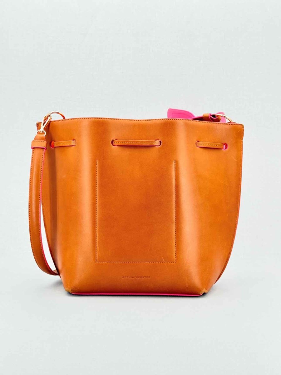 Pre - loved SOPHIA WEBSTER Remi Butterfly Orange & Pink Bucket Bag at Reems Closet