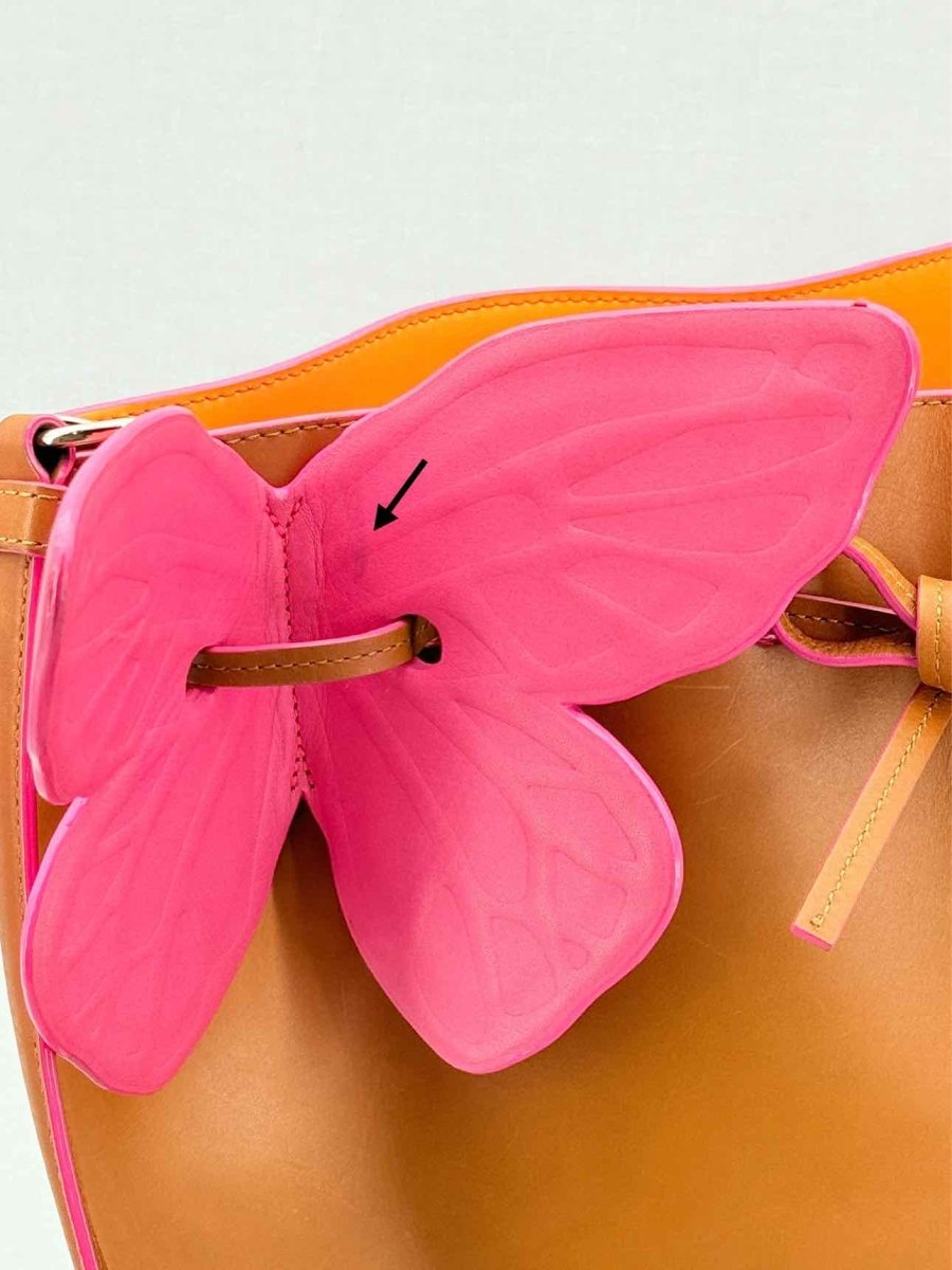 Pre - loved SOPHIA WEBSTER Remi Butterfly Orange & Pink Bucket Bag at Reems Closet
