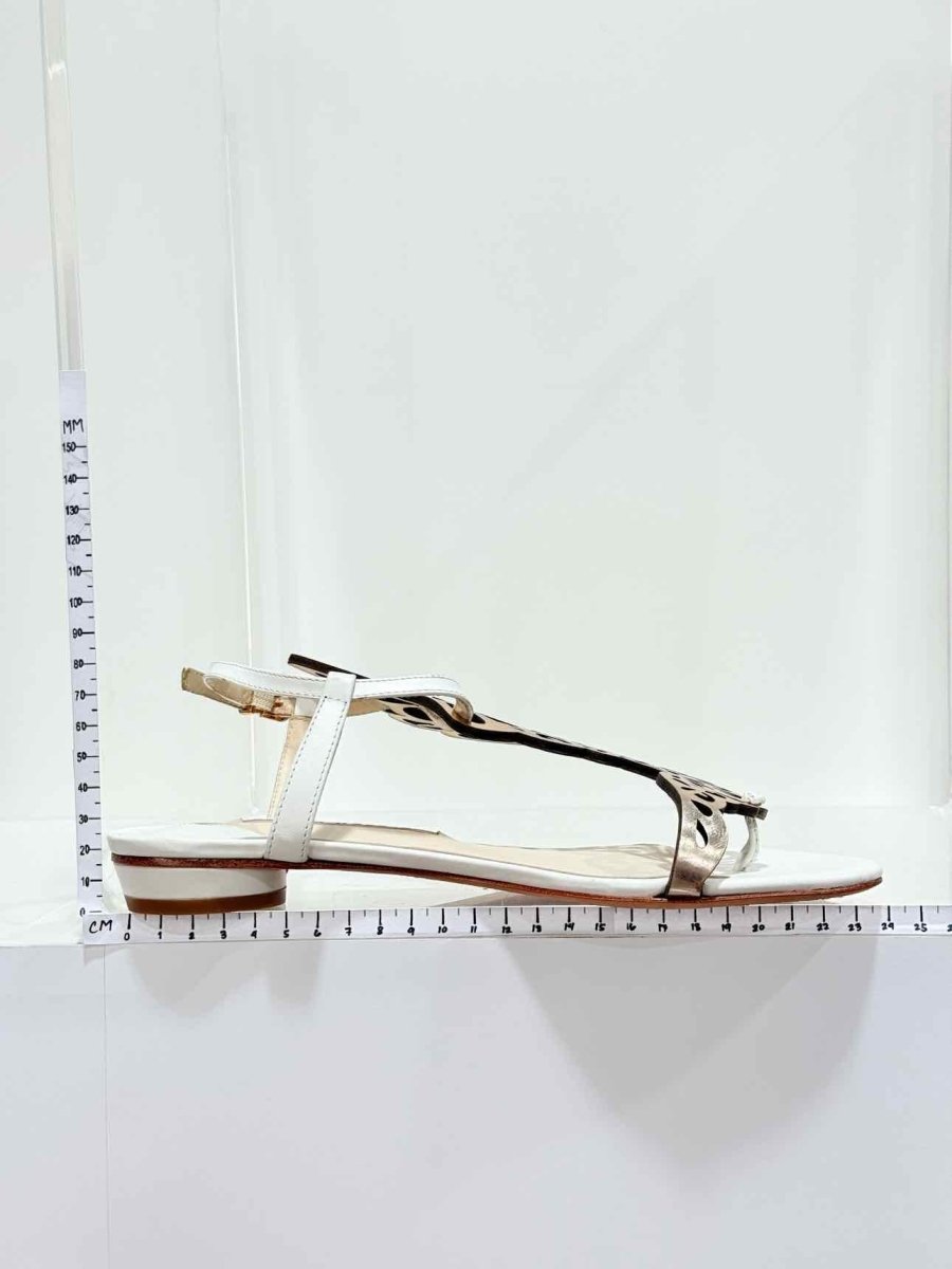 Pre - loved SOPHIA WEBSTER White & Gold Size EU 38 Sandals at Reems Closet