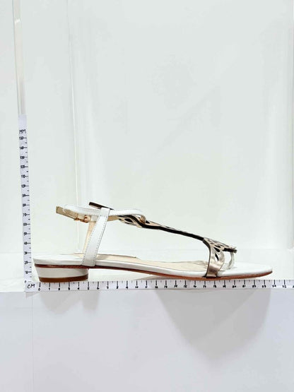 Pre - loved SOPHIA WEBSTER White & Gold Size EU 38 Sandals at Reems Closet