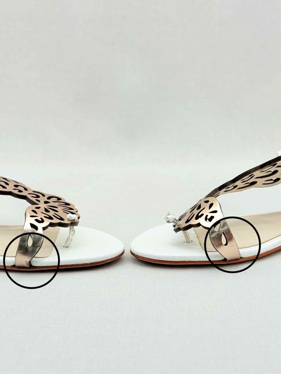 Pre - loved SOPHIA WEBSTER White & Gold Size EU 38 Sandals at Reems Closet