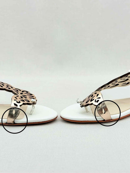 Pre - loved SOPHIA WEBSTER White & Gold Size EU 38 Sandals at Reems Closet