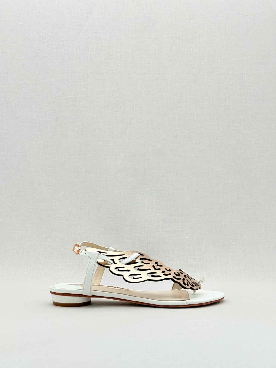 Pre - loved SOPHIA WEBSTER White & Gold Size EU 38 Sandals at Reems Closet