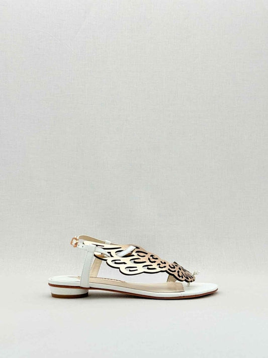Pre - loved SOPHIA WEBSTER White & Gold Size EU 38 Sandals at Reems Closet