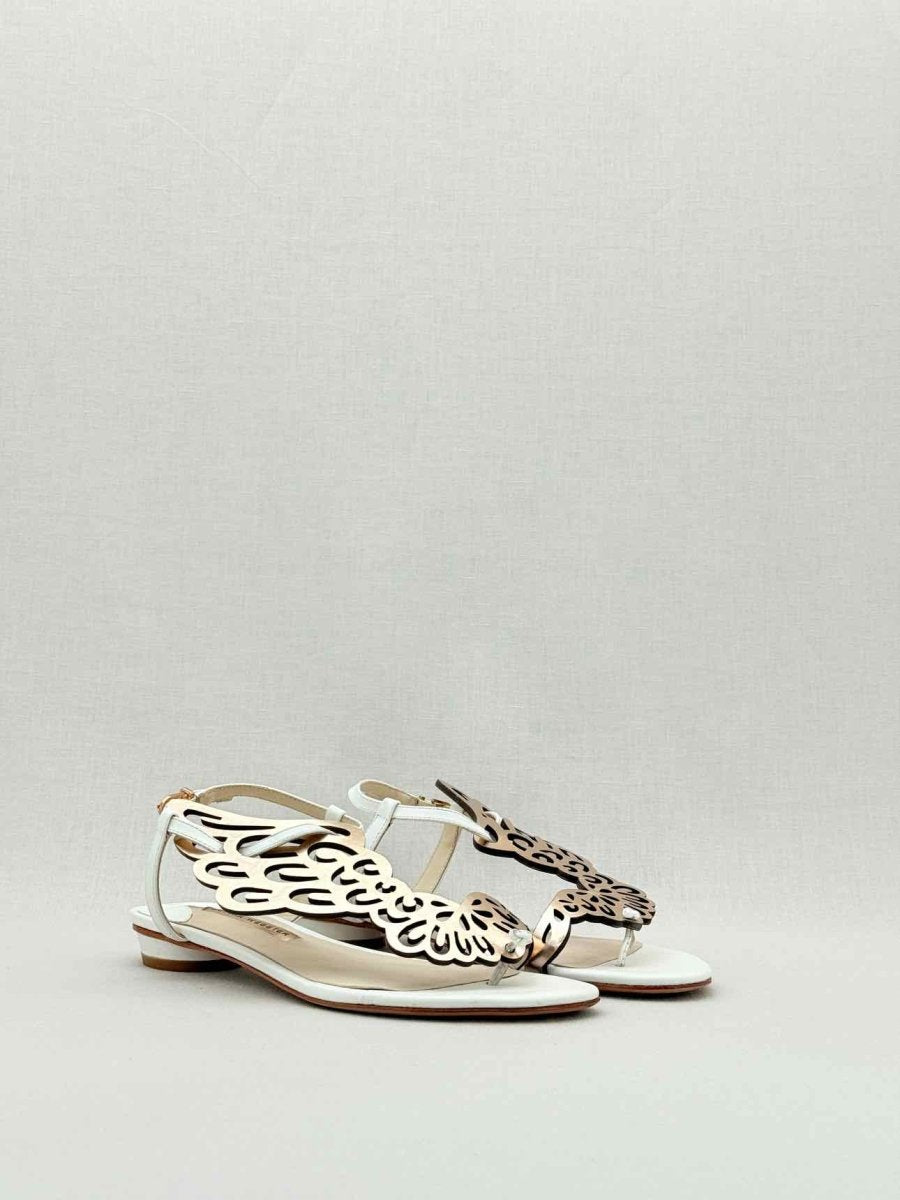Pre - loved SOPHIA WEBSTER White & Gold Size EU 38 Sandals at Reems Closet