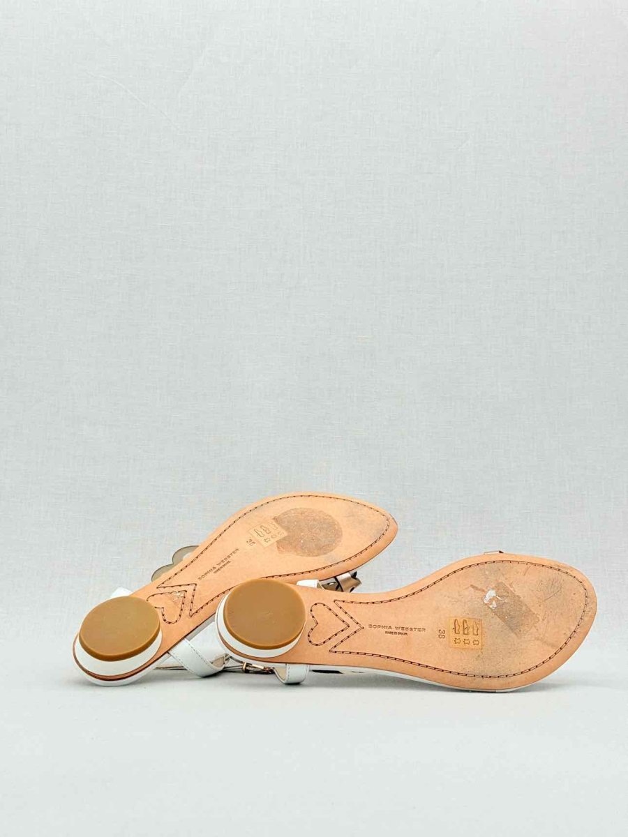 Pre - loved SOPHIA WEBSTER White & Gold Size EU 38 Sandals at Reems Closet