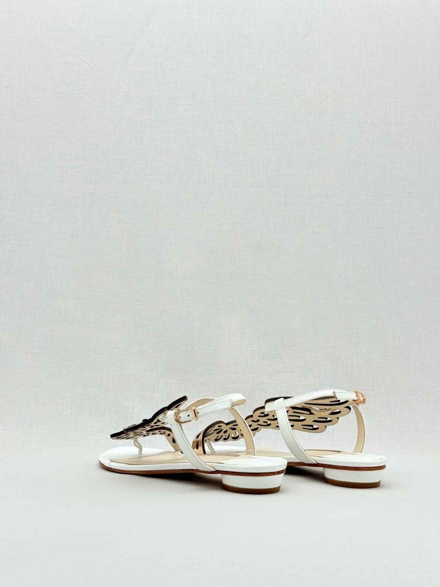 Pre - loved SOPHIA WEBSTER White & Gold Size EU 38 Sandals at Reems Closet
