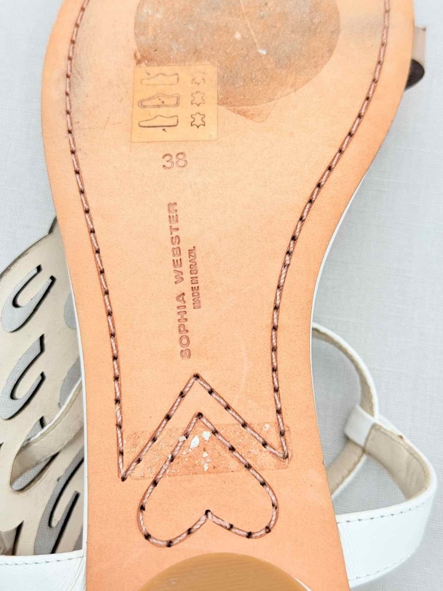 Pre - loved SOPHIA WEBSTER White & Gold Size EU 38 Sandals at Reems Closet