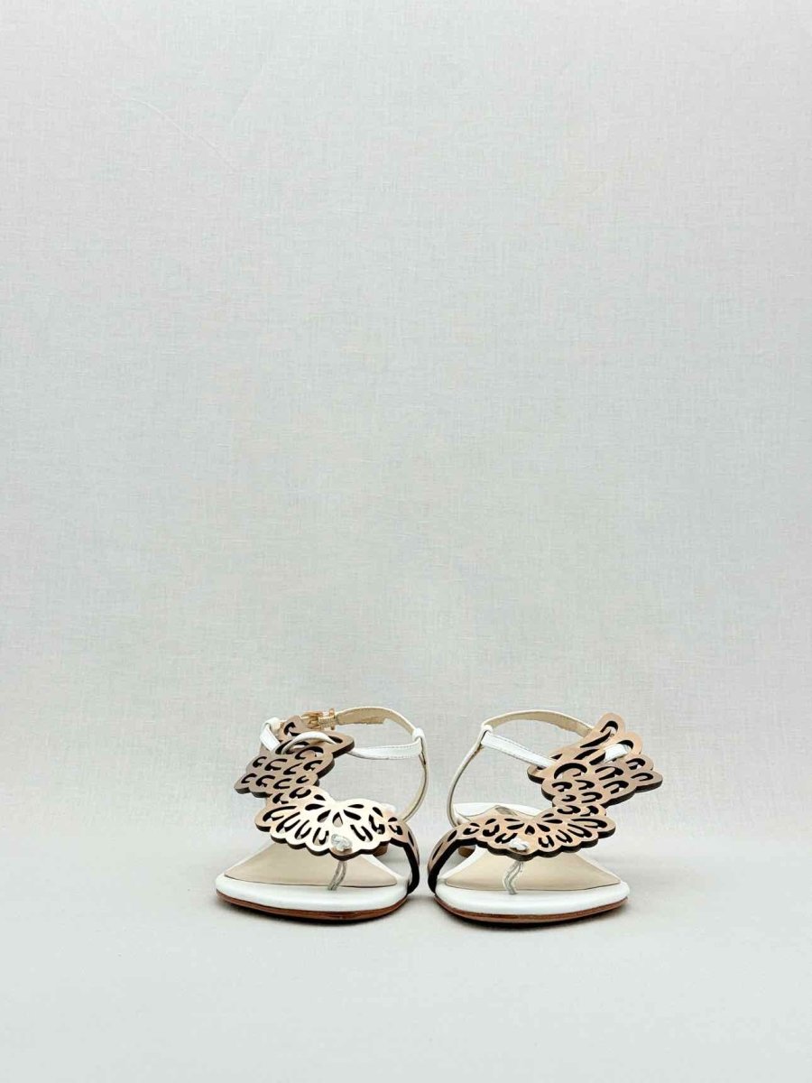 Pre - loved SOPHIA WEBSTER White & Gold Size EU 38 Sandals at Reems Closet