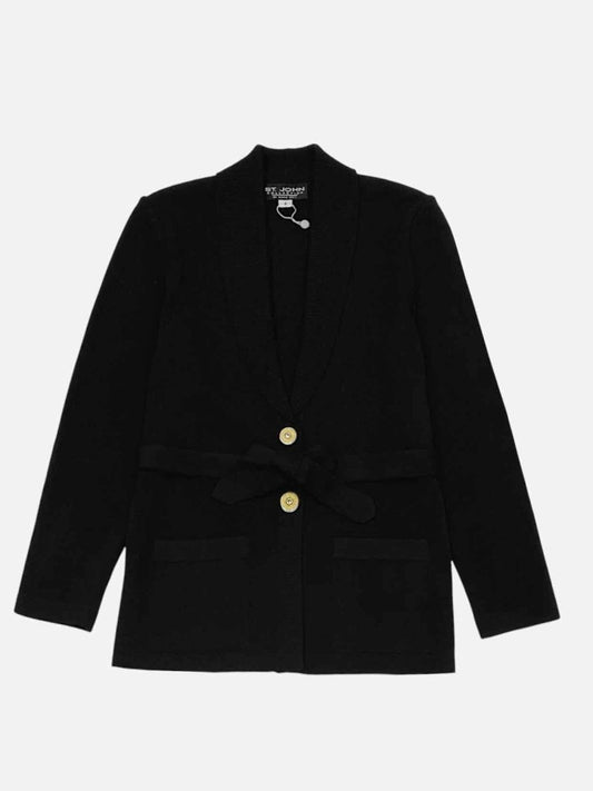 Pre - loved ST. JOHN Belted Black Cardigan at Reems Closet