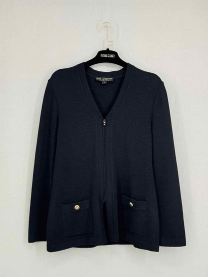 Pre-loved ST. JOHN Black Knit Size US 4 Cardigan at Reems Closet