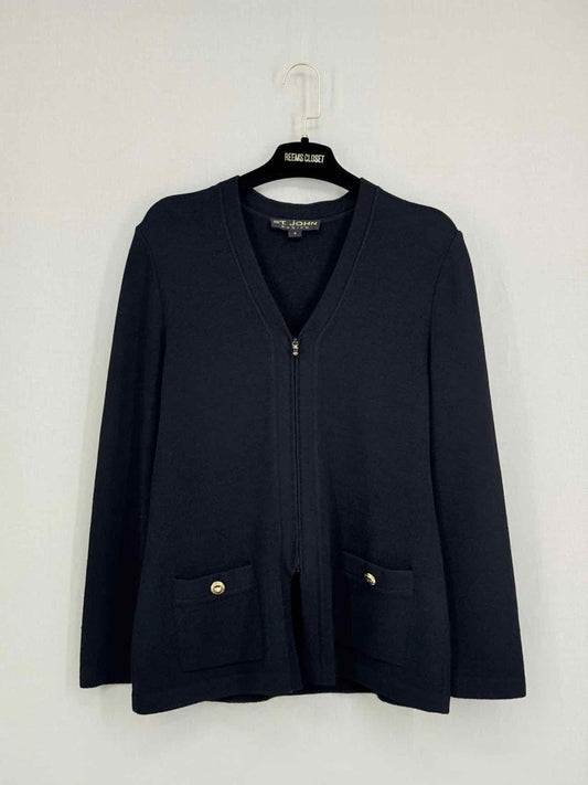 Pre-loved ST. JOHN Black Knit Size US 4 Cardigan at Reems Closet