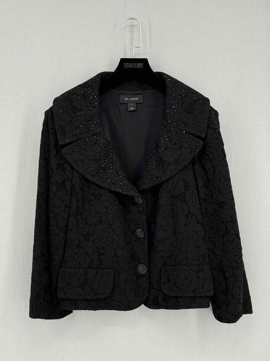 Pre - loved ST. JOHN Black Lace Size US 16 Jacket at Reems Closet