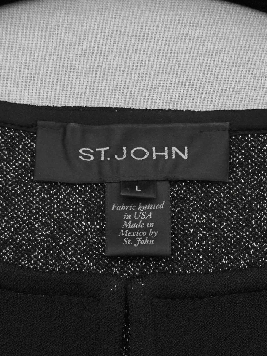 Pre - loved ST. JOHN Black & Silver Size Large Cardigan at Reems Closet