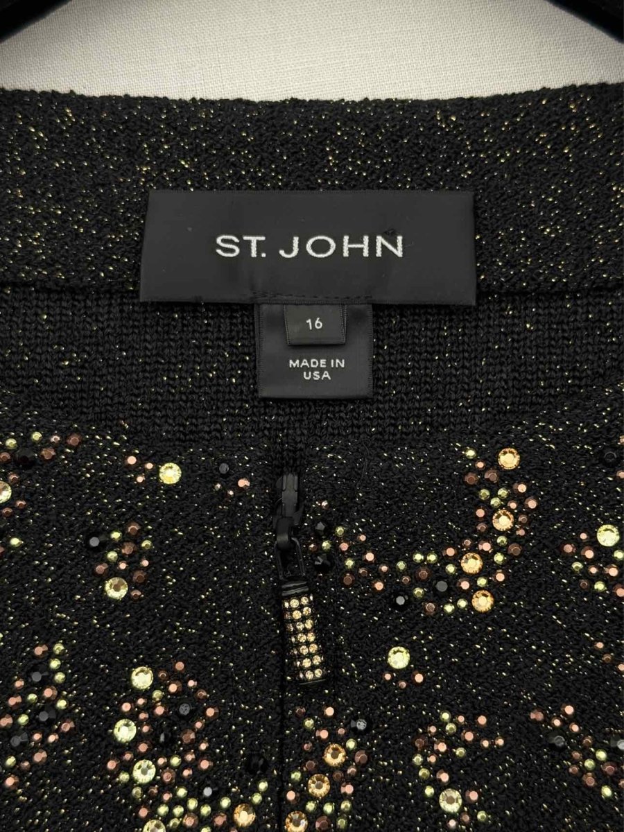 Pre - loved ST. JOHN Black w/ Gold Size US 16 Jacket at Reems Closet