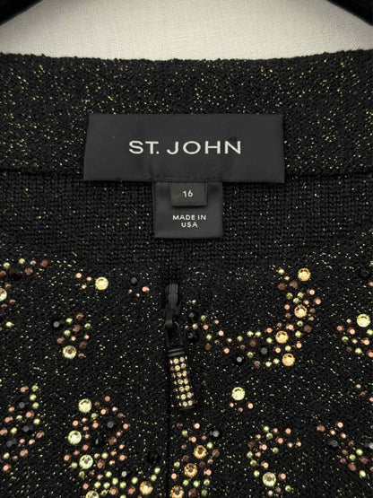 Pre - loved ST. JOHN Black w/ Gold Size US 16 Jacket at Reems Closet