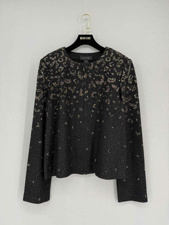Pre - loved ST. JOHN Black w/ Gold Size US 16 Jacket at Reems Closet