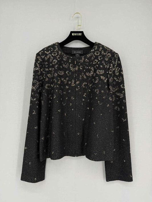 Pre - loved ST. JOHN Black w/ Gold Size US 16 Jacket at Reems Closet