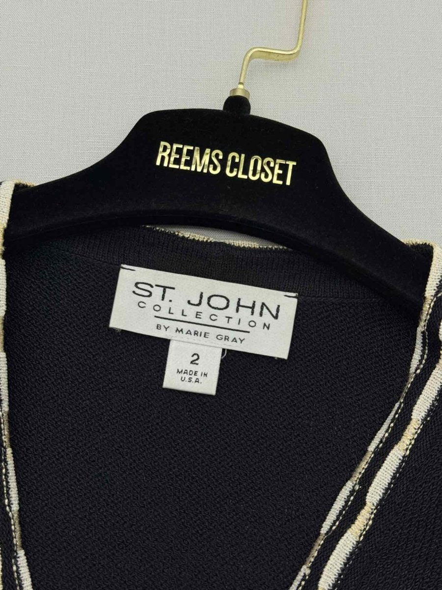 Pre-loved ST. JOHN Black w/ White Trim Size US 2 Jacket at Reems Closet