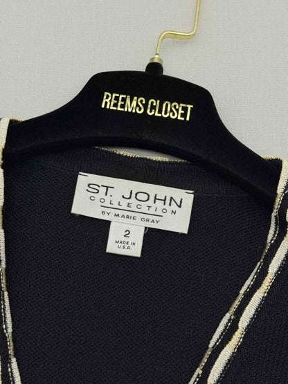 Pre-loved ST. JOHN Black w/ White Trim Size US 2 Jacket at Reems Closet