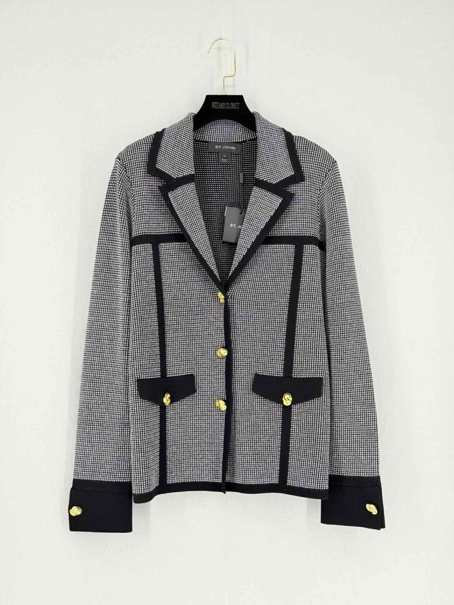 Pre - loved ST. JOHN Black & White Checkered Size US 12 Jacket at Reems Closet