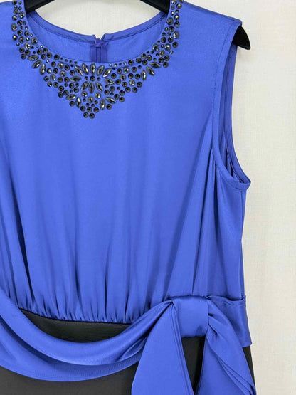 Pre-loved ST. JOHN Blue & Black Size US 10 Knee Length Dress at Reems Closet
