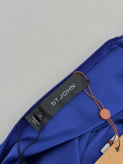 Pre-loved ST. JOHN Blue & Black Size US 10 Knee Length Dress at Reems Closet