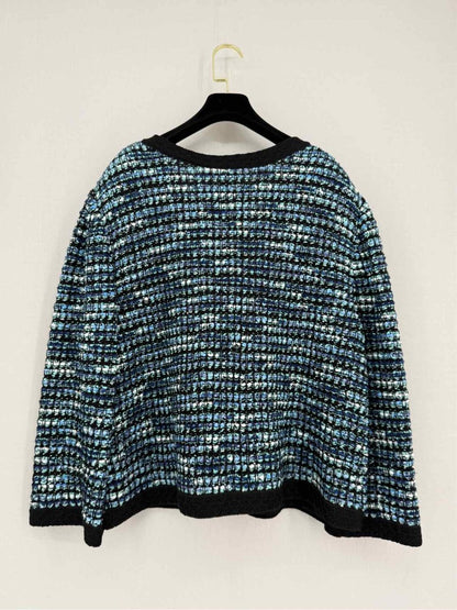 Pre - loved ST. JOHN Blue Multicolor Size US 16 Cardigan at Reems Closet