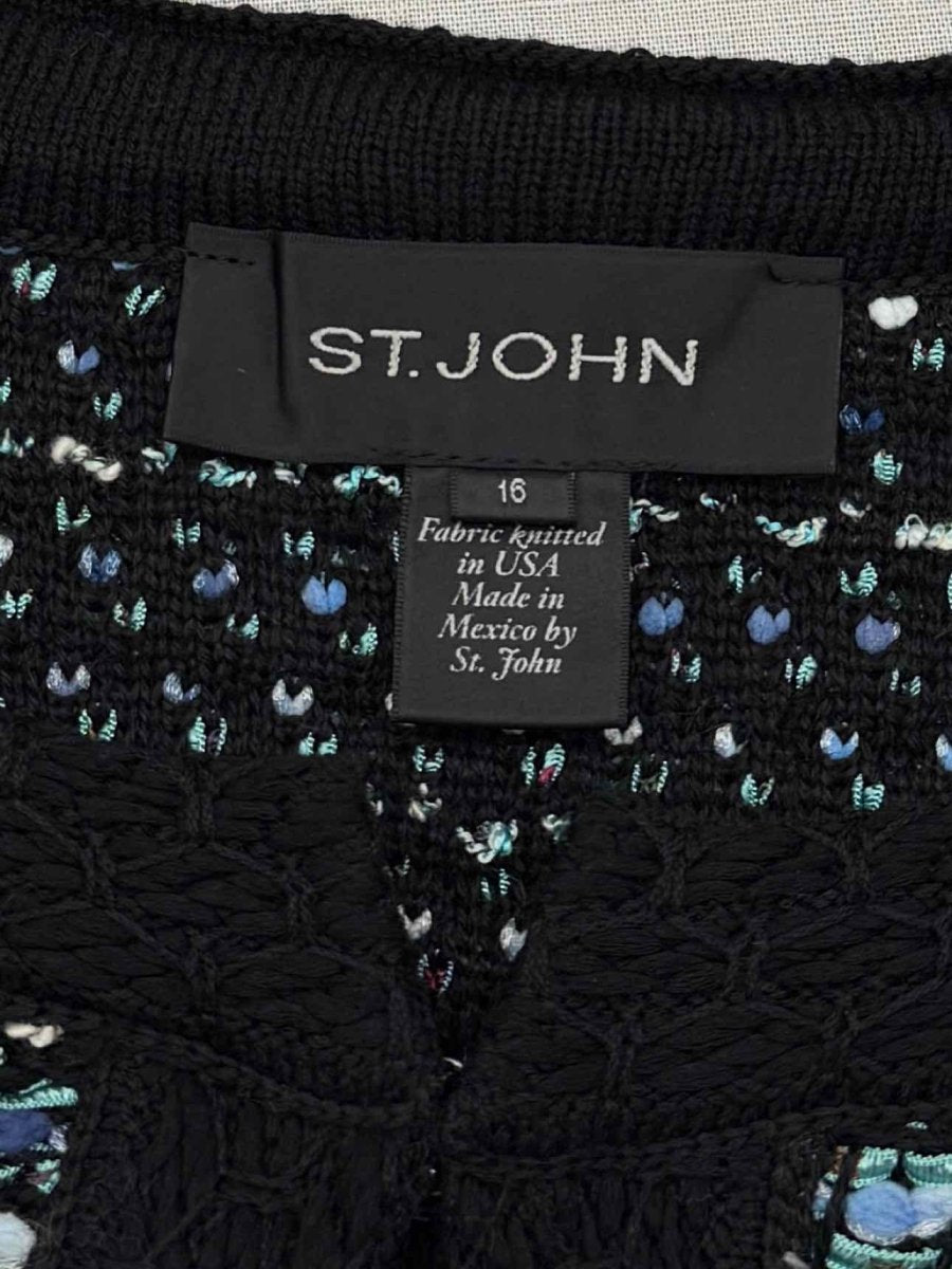 Pre - loved ST. JOHN Blue Multicolor Size US 16 Cardigan at Reems Closet