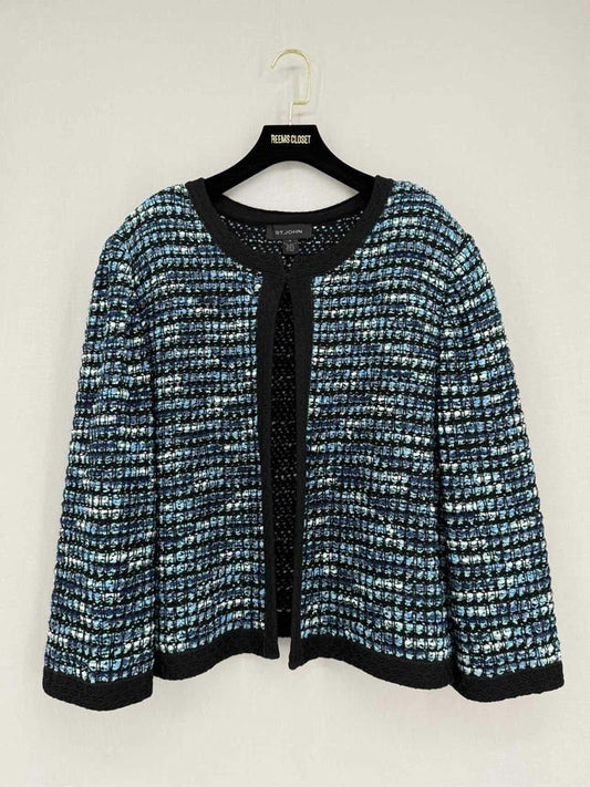 Pre - loved ST. JOHN Blue Multicolor Size US 16 Cardigan at Reems Closet