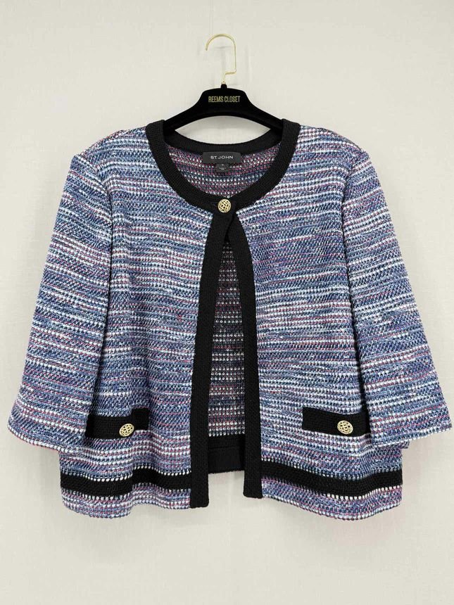 Pre - loved ST. JOHN Blue Multicolor Size US 16 Cardigan at Reems Closet