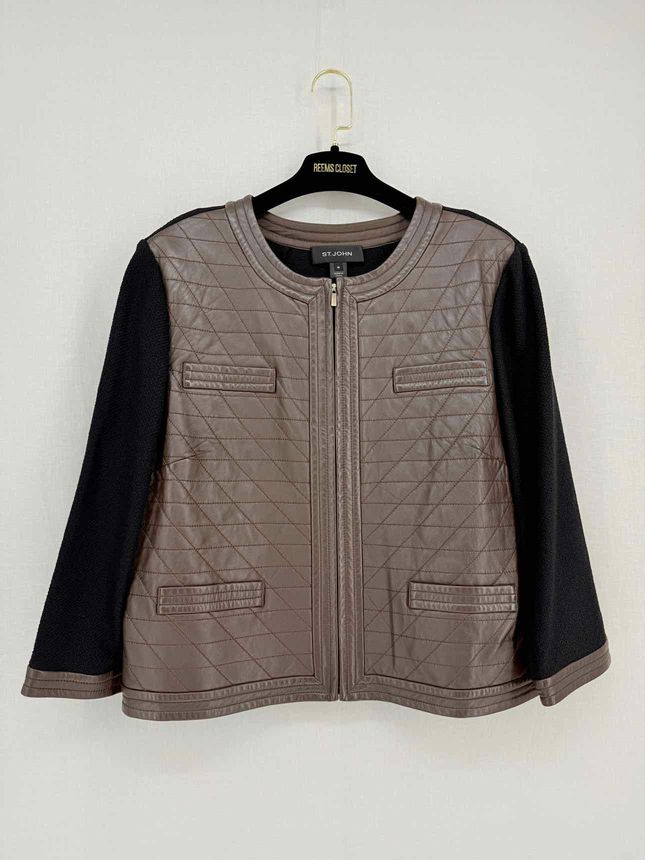 Pre - loved ST. JOHN Brown w/ Black Size US 16 Jacket at Reems Closet